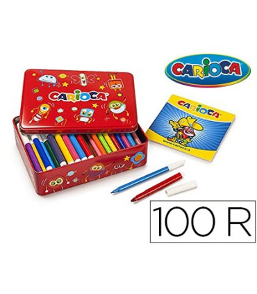 Rotulador carioca color kit caja metalica de 100 unidades surtidas album colorear