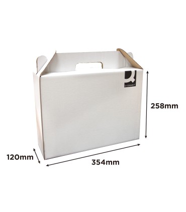 Caja maletin con asa q connect carton para envio y transporte 355x120x258 mm