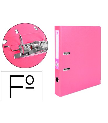 Archivador de palanca liderpapel folio documenta forrado pvc con rado lomo 52 mm rosa compresor metalico