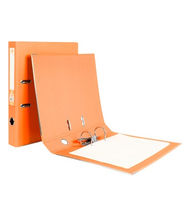 Archivador de palanca liderpapel folio documenta forrado pvc con rado lomo 52 mm naranja compresor metalico