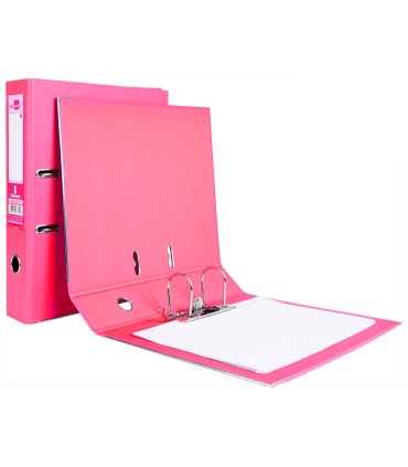 Archivador de palanca liderpapel folio documenta forrado pvc con rado lomo 75 mm rosa compresor metalico