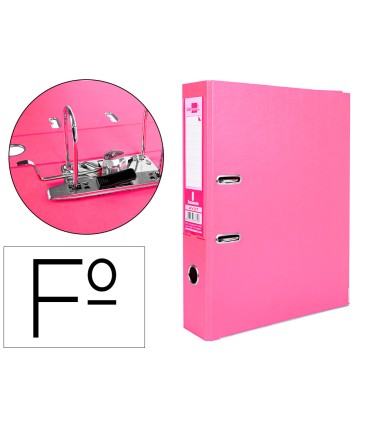 Archivador de palanca liderpapel folio documenta forrado pvc con rado lomo 75 mm rosa compresor metalico