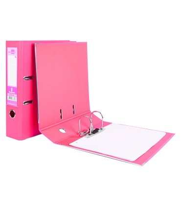 Archivador de palanca liderpapel a4 documenta forrado pvc con rado lomo 75 mm rosa compresor metalico