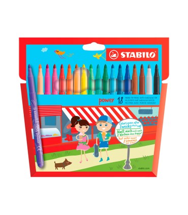 Rotulador stabilo power caja de 18 unidades colores surtidos