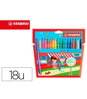 Rotulador stabilo power caja de 18 unidades colores surtidos