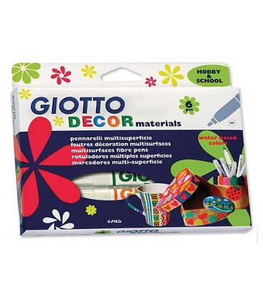 Rotulador giotto decor materials caja de 6 colores surtidos