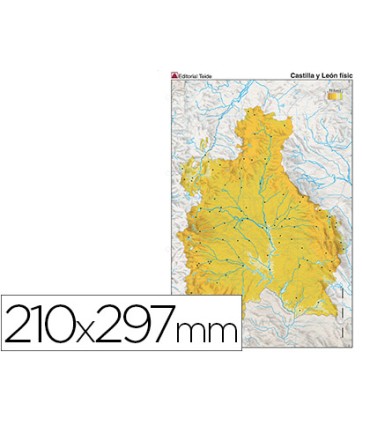 Mapa mudo color din a4 castilla leon fisico