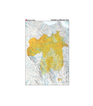 Mapa mudo color din a4 castilla la mancha fisico