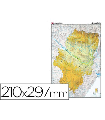 Mapa mudo color din a4 aragon fisico