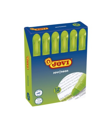 Marcador de cera gel jovi fluorescente verde caja de 12 unidades