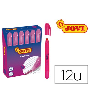 Marcador de cera gel jovi fluorescente rosa caja de 12 unidades