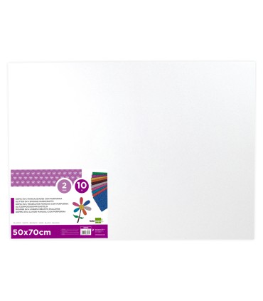 Goma eva con purpurina liderpapel 50x70cm 60g m2 espesor 2mm blanco