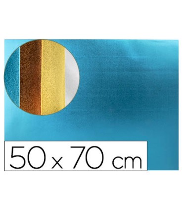 Goma eva liderpapel 50x70 cm espesor 2 mm metalizada azul claro