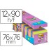 Bloc de notas adhesiva quita y pon post it super sticky 76x76 mm 90 hojas colores surtidos pack de 21 3