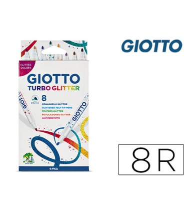 Rotulador giotto turbo glitter purpurina caja de 8 unidades