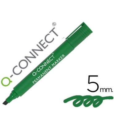 Rotulador q connect marcador permanente verde punta biselada 5 mm