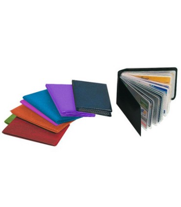 Portatarjetas de credito pvc base opaca capacidad 10 tarjetas expositor de 30 unidades colores surtidos