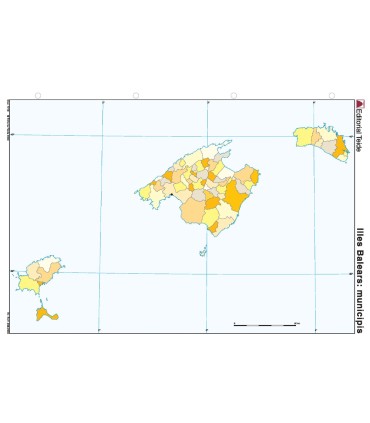 Mapa mudo color din a4 islas baleares politico