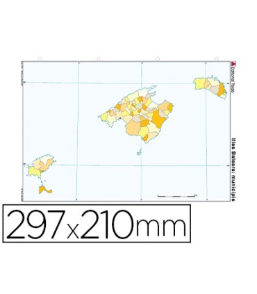 Mapa mudo color din a4 islas baleares politico