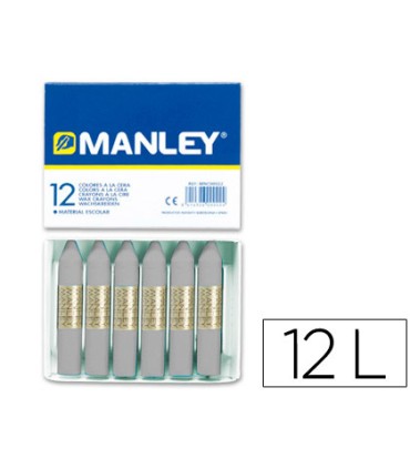 Lapices cera manley unicolor gris n72 caja de 12 unidades