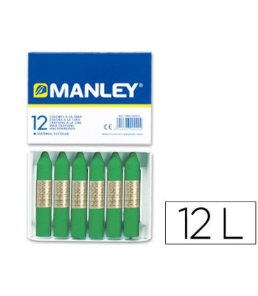 Lapices cera manley unicolor verde primavera n25 caja de 12 unidades