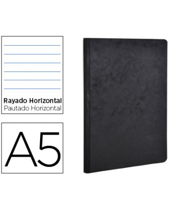 Libreta age bag tapa cartulina lomo cosido rayado horizontal 96 hojas color negro 148x210 mm