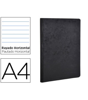 Libreta age bag tapa cartulina lomo cosido rayado horizontal 96 hojas color negro 210x297 mm