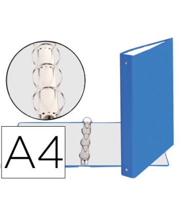 Carpeta de 4 anillas 30mm redondas exacompta din a4 carton forrado azul claro