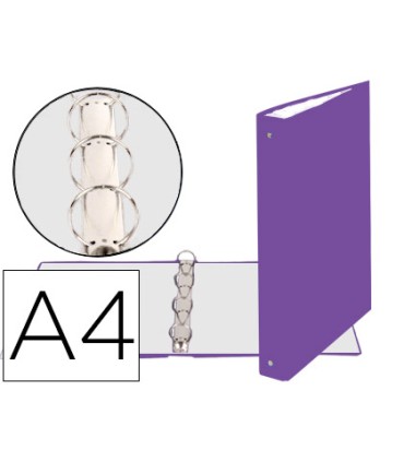 Carpeta de 4 anillas 30mm redondas exacompta din a4 carton forrado morado