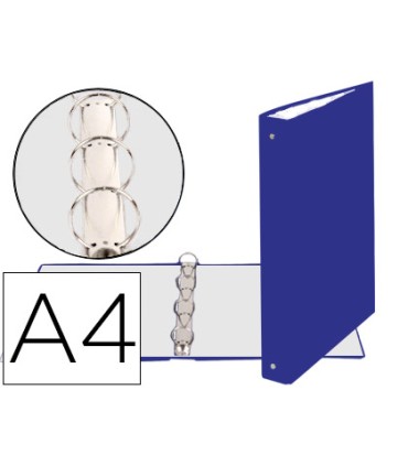 Carpeta de 4 anillas 30mm redondas exacompta din a4 carton forrado azul