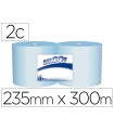 Papel secamanos industrial amoos 2 capas 235 mm x 300 mt color azul paquete de 2 rollos