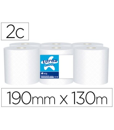 Papel secamanos amoos 2 capas 190 mm x 130 mt paquete de 6 rollos