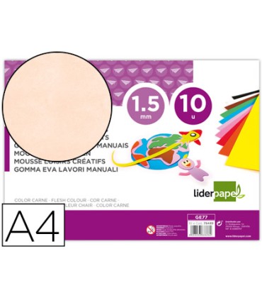 Goma eva liderpapel din a4 60g m2 espesor 15mm carne paquete de 10 hojas