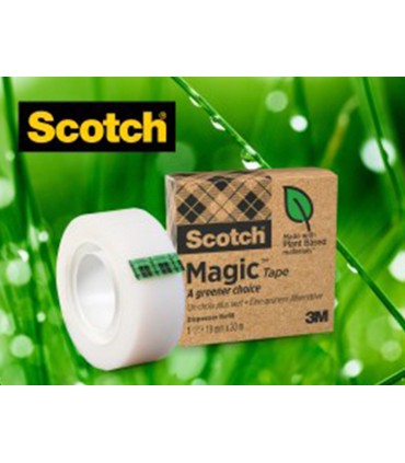 Cinta adhesiva scotch magic invisible eco 33 mt x 19 mm pack de 9 unidades