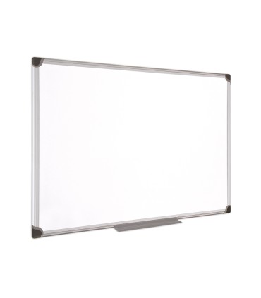 Pizarra blanca bi office magnetica maya w ceramica vitrificada marco de aluminio 240 x 120 cm con bandeja para