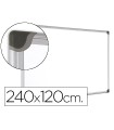 Pizarra blanca bi-office magnetica maya w ceramica vitrificada marco de aluminio 240 x 120 cm con bandeja para