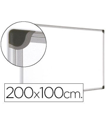 Pizarra blanca bi office magnetica maya w ceramica vitrificada marco de aluminio 200 x 100 cm con bandeja para