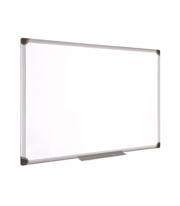 Pizarra blanca bi office magnetica maya w ceramica vitrificada marco de aluminio 120 x 90 cm con bandeja para