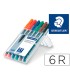 Rotulador staedtler lumocolor retroproyeccion punta de fibra permanente 317 wp estuche 6 colores punta media