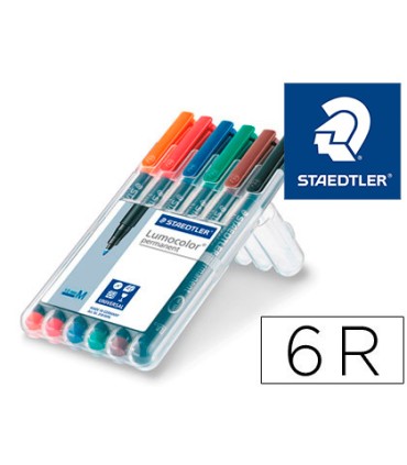 Rotulador staedtler lumocolor retroproyeccion punta de fibra permanente 317 wp estuche 6 colores punta media