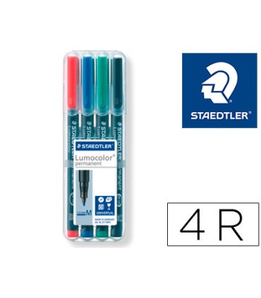 Rotulador staedtler lumocolor retroproyeccion punta de fibra permanente 317 wp estuche 4 colores punta media