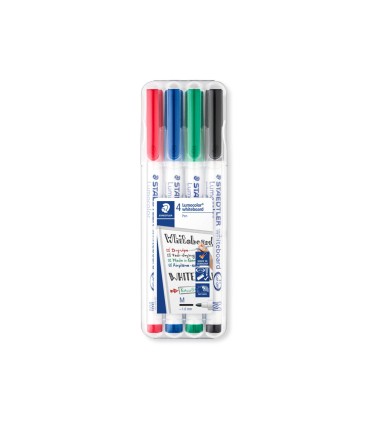 Rotulador staedtler lumocolor retroproyeccion punta de fibra permanente 318 wp estuche 4 colores punta fina