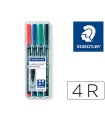 Rotulador staedtler lumocolor retroproyeccion punta de fibra permanente 318 wp estuche 4 colores punta fina