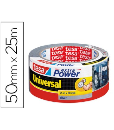 Cinta adhesiva tesa americana 25 mt x 50 mm extra power color plata