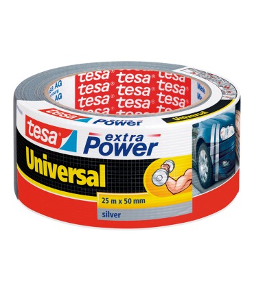 Cinta adhesiva tesa americana 25 mt x 50 mm extra power color plata