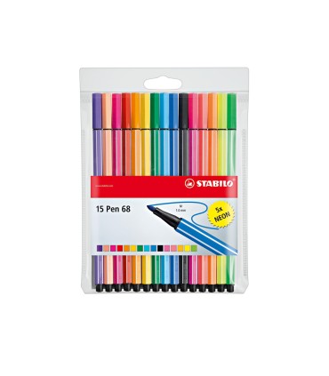 Rotulador stabilo acuarelable pen 68 estuche de 10 colores estandar 5 colores neon