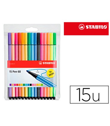 Rotulador stabilo acuarelable pen 68 estuche de 10 colores estandar 5 colores neon