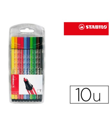 Rotulador stabilo acuarelable pen 68 estuche de 10 unidades colores surtidos