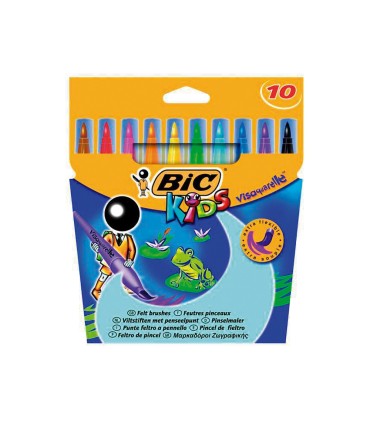 Rotulador bic kids visaquarelle estuche de 10 colores punta pincel tinta base de agua