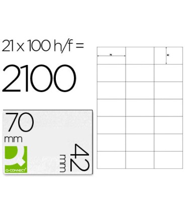 Etiqueta adhesiva q connect kf10648 tamano 70x42 mm fotocopiadora laser ink jet caja con 100 hojas din a4